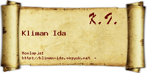 Kliman Ida névjegykártya